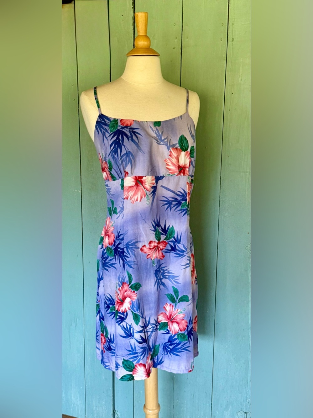 Jade Fashions Maid in Hawaii Purple Floral Rayon Sundress Strap L